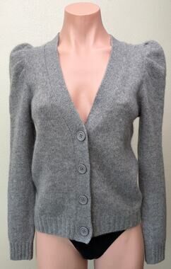 NWT C by Bloomingdales Gray Cashmere Cardigan Women XS